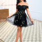 Adalynn A-line Off the Shoulder Short Tulle Lace Homecoming Dress With Embroidered DLP0025720