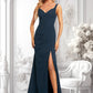 Mandy Trumpet/Mermaid V-Neck Floor-Length Chiffon Prom Dresses With Ruffle DLP0025873