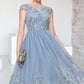 Taylor A-line Scoop Knee-Length Lace Tulle Homecoming Dress With Sequins DLP0020579