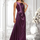 Claudia A-line Scoop Floor-Length Stretch Satin Bridesmaid Dress DLP0025829