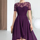 Elizabeth A-line Scoop Asymmetrical Chiffon Lace Homecoming Dress DLP0020587