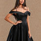 Kamari A-line Off the Shoulder Short Satin Homecoming Dress DLP0025704