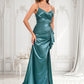 Bridget Trumpet/Mermaid V-Neck Sweep Train Stretch Satin Prom Dresses DLP0025855