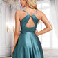 Lisa A-line Cowl Floor-Length Stretch Satin Bridesmaid Dress With Ruffle DLP0025781