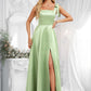 Rosalyn A-line Square Floor-Length Satin Bridesmaid Dress With Bow DLP0025778