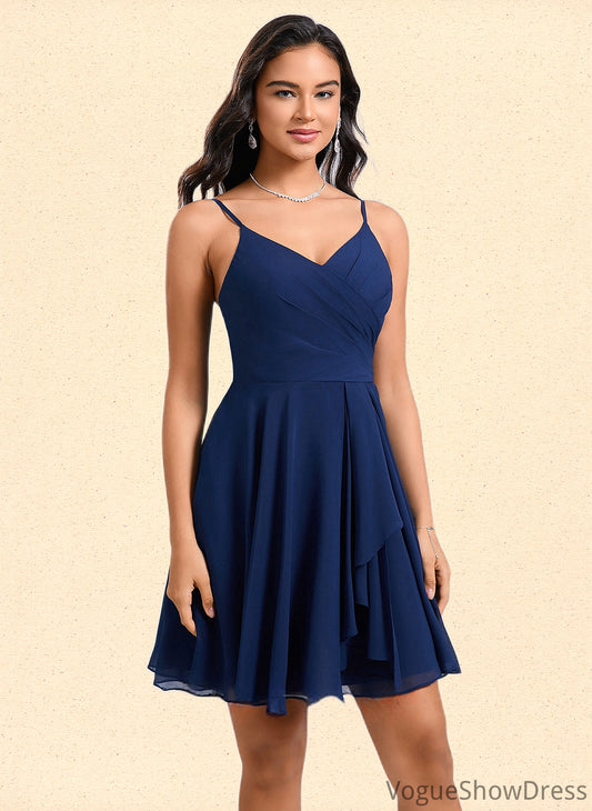 Jaidyn A-line V-Neck Short Chiffon Homecoming Dress DLP0025641