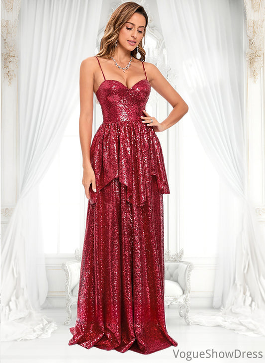 Emery A-line Sweetheart Floor-Length Sequin Prom Dresses DLP0025868