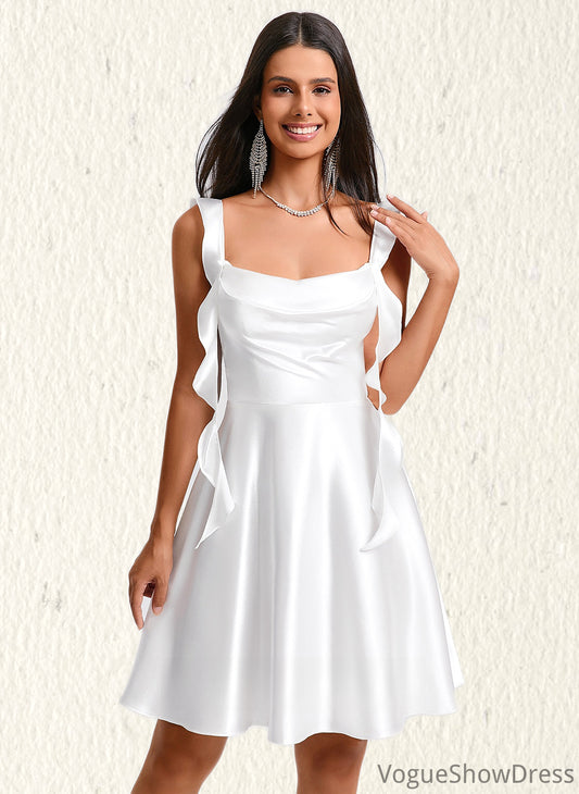 Grace A-line Scoop Short Stretch Satin Homecoming Dress With Cascading Ruffles DLP0025653