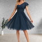 Brenda A-line One Shoulder Knee-Length Chiffon Homecoming Dress With Ruffle DLP0025722