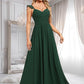 Lara A-line V-Neck Floor-Length Chiffon Bridesmaid Dress With Ruffle DLP0025811