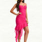 Skye Bodycon V-Neck Asymmetrical Chiffon Homecoming Dress With Cascading Ruffles DLP0025712