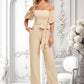 Renata Jumpsuit/Pantsuit Off the Shoulder Square Floor-Length Chiffon Bridesmaid Dress DLP0025791