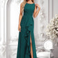 Angela A-line Scoop Floor-Length Chiffon Bridesmaid Dress With Ruffle DLP0025814