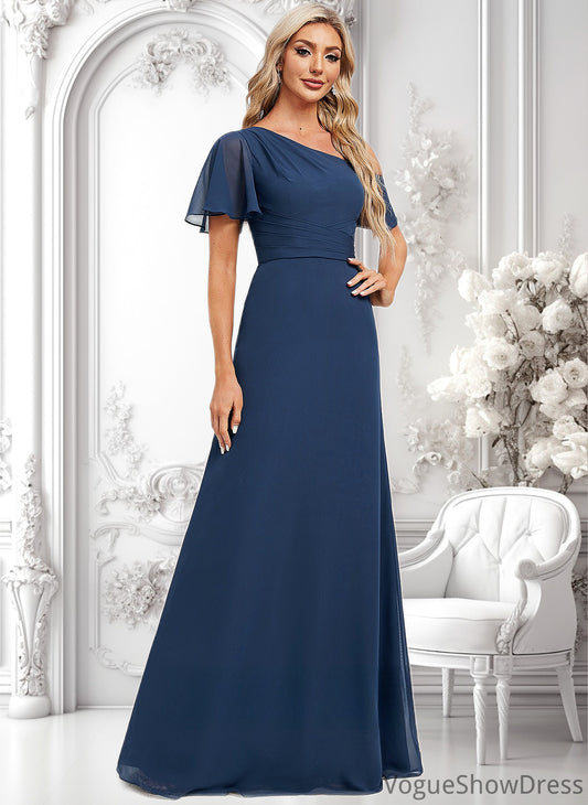 Janiyah A-line Asymmetrical Floor-Length Chiffon Bridesmaid Dress With Ruffle DLP0025801