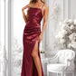 Ariana Trumpet/Mermaid Square Floor-Length Stretch Satin Prom Dresses With Ruffle DLP0025875