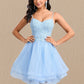 Alexis A-line V-Neck Short Lace Tulle Homecoming Dress With Rhinestone Sequins DLP0025658