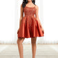 Gertrude A-line Scoop Short Satin Lace Homecoming Dress With Sequins DLP0025683