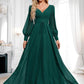 Alejandra A-line V-Neck Floor-Length Chiffon Bridesmaid Dress DLP0025816