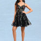 Valeria A-line V-Neck Short Lace Homecoming Dress DLP0025693