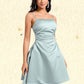 Laila A-line Straight Short Satin Homecoming Dress DLP0025643