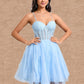 Raelynn Ball-Gown/Princess Sweetheart Short Lace Tulle Homecoming Dress With Ruffle DLP0025707