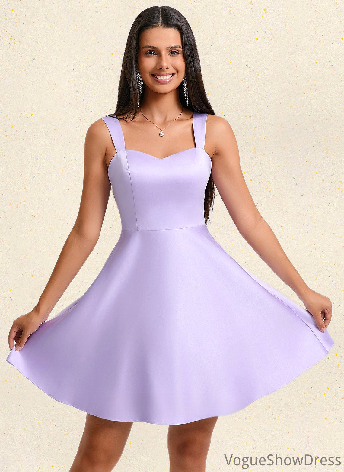 Olga A-line Sweetheart Short Satin Homecoming Dress With Bow DLP0025682