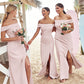 Trumpet/Mermaid Off-the-Shoulder Sleeveless Floor-Length Stretch Crepe Bridesmaid Dresses with Split Kimora DLP0025217