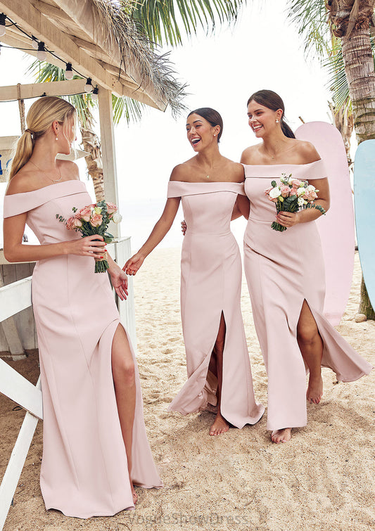 Trumpet/Mermaid Off-the-Shoulder Sleeveless Floor-Length Stretch Crepe Bridesmaid Dresses with Split Kimora DLP0025217