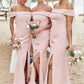 Trumpet/Mermaid Off-the-Shoulder Sleeveless Floor-Length Stretch Crepe Bridesmaid Dresses with Split Kimora DLP0025217