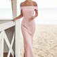 Trumpet/Mermaid Off-the-Shoulder Sleeveless Floor-Length Stretch Crepe Bridesmaid Dresses with Split Kimora DLP0025217