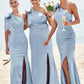 Trumpet/Mermaid One-Shoulder Sleeveless Floor-Length Stretch Satin Plus Size Bridesmaid Dresses with Bowknot - Plus Size Bridesmaid Dresseses Jennifer DLP0025228