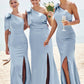 Trumpet/Mermaid One-Shoulder Sleeveless Floor-Length Stretch Satin Bridesmaid Dresses with Bowknot Ayanna DLP0025229