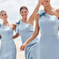 Trumpet/Mermaid One-Shoulder Sleeveless Floor-Length Stretch Satin Bridesmaid Dresses with Bowknot Ayanna DLP0025229