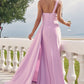 Trumpet/Mermaid One-Shoulder Sleeveless Floor-Length Jersey Bridesmaid Dresses with Pleated Side Draping Elisa DLP0025234