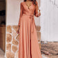 A-line V Neck Full/Long Sleeve Floor-Length Jersey Bridesmaid Dresses with Pleated Sashes Camilla DLP0025246