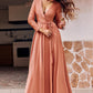 A-line V Neck Full/Long Sleeve Floor-Length Jersey Bridesmaid Dresses with Pleated Sashes Camilla DLP0025246