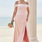 Trumpet/Mermaid Off-the-Shoulder Sleeveless Floor-Length Stretch Crepe Plus Size Bridesmaid Dresses Everleigh DLP0025261