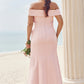 Trumpet/Mermaid Off-the-Shoulder Sleeveless Floor-Length Stretch Crepe Plus Size Bridesmaid Dresses Everleigh DLP0025261