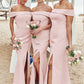 Trumpet/Mermaid Off-the-Shoulder Sleeveless Floor-Length Stretch Crepe Plus Size Bridesmaid Dresses Everleigh DLP0025261