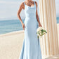 Trumpet/Mermaid Scoop Neck SleevelessFloor-Length Stretch Crepe Bridesmaid Dresses with Split Harley DLP0025271