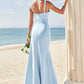 Trumpet/Mermaid Scoop Neck SleevelessFloor-Length Stretch Crepe Bridesmaid Dresses with Split Harley DLP0025271