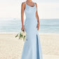 Trumpet/Mermaid Scoop Neck SleevelessFloor-Length Stretch Crepe Bridesmaid Dresses with Split Harley DLP0025271