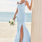 Trumpet/Mermaid Scoop Neck SleevelessFloor-Length Stretch Crepe Bridesmaid Dresses with Split Harley DLP0025271