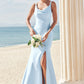 Trumpet/Mermaid Scoop Neck SleevelessFloor-Length Stretch Crepe Bridesmaid Dresses with Split Harley DLP0025271