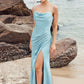 Trumpet/Mermaid Cowl Neck Sleeveless Floor-Length Stretch Satin Bridesmaid Dresses with Pleated Split Hillary DLP0025283