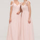 Sweetheart Sleeveless A-line/Princess Chiffon Long/Floor-Length Bridesmaid Dresses With Pleated Shoulder Flower Lyla DLP0025315