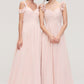 Sweetheart Sleeveless A-line/Princess Chiffon Long/Floor-Length Bridesmaid Dresses With Pleated Shoulder Flower Lyla DLP0025315