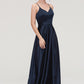 V Neck Sleeveless Long/Floor-Length Satin A-line/Princess Bridesmaid Dresseses Renee DLP0025345