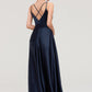 V Neck Sleeveless Long/Floor-Length Satin A-line/Princess Bridesmaid Dresseses Renee DLP0025345