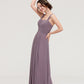 Square Neckline Sleeveless Chiffon Long/Floor-Length A-line/Princess Bridesmaid Dresses With Pleated Taryn DLP0025356